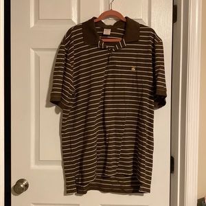 Brooks Brothers brown and white striped polo